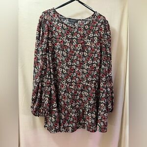 ⚫️ BOGO  Multicolor Floral Tunic Top Size 16 Oversized Bohemian Chic